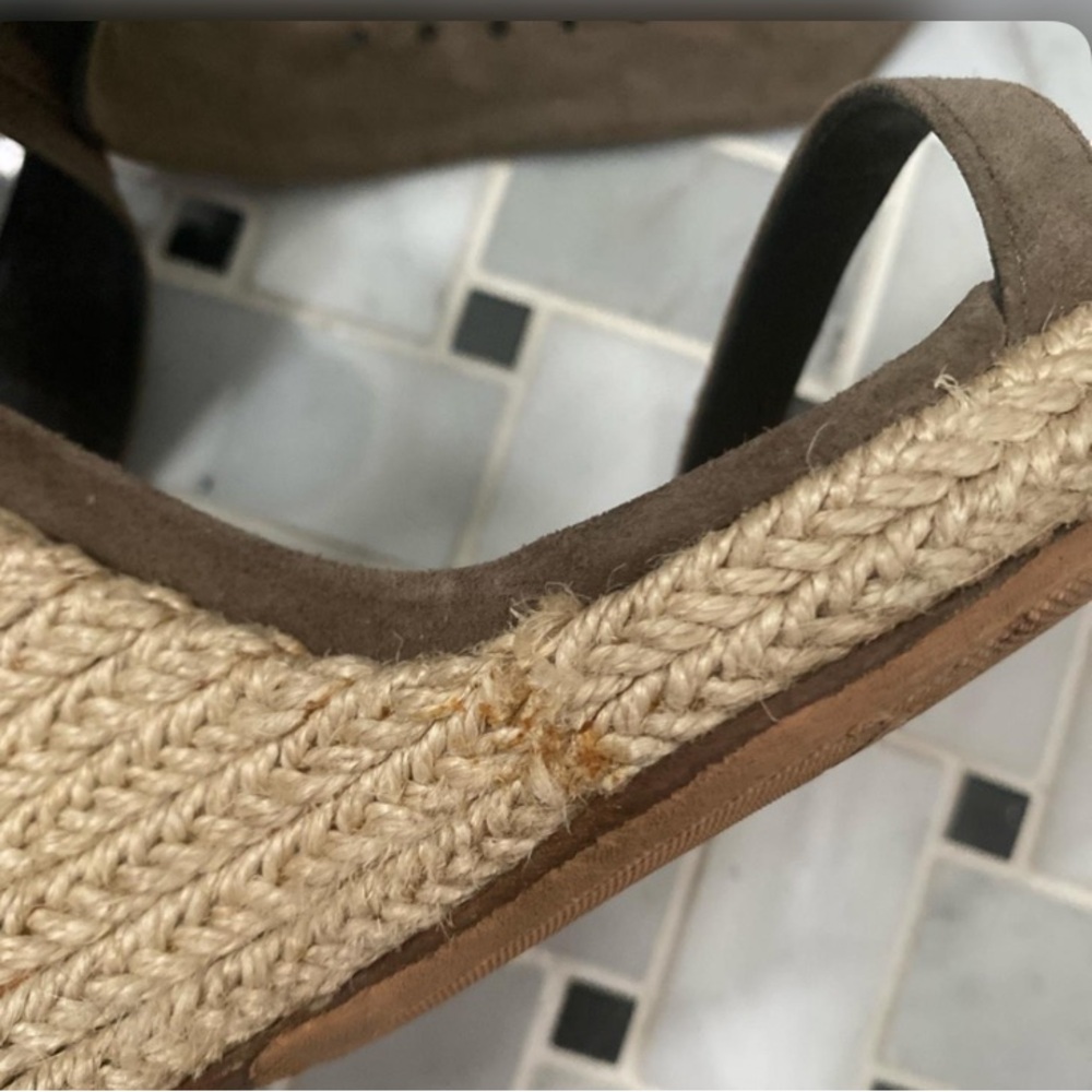 Burberry Catsbrook Brown Suede Espadrille Wedge 38 1/2 - Picture 17 of 17
